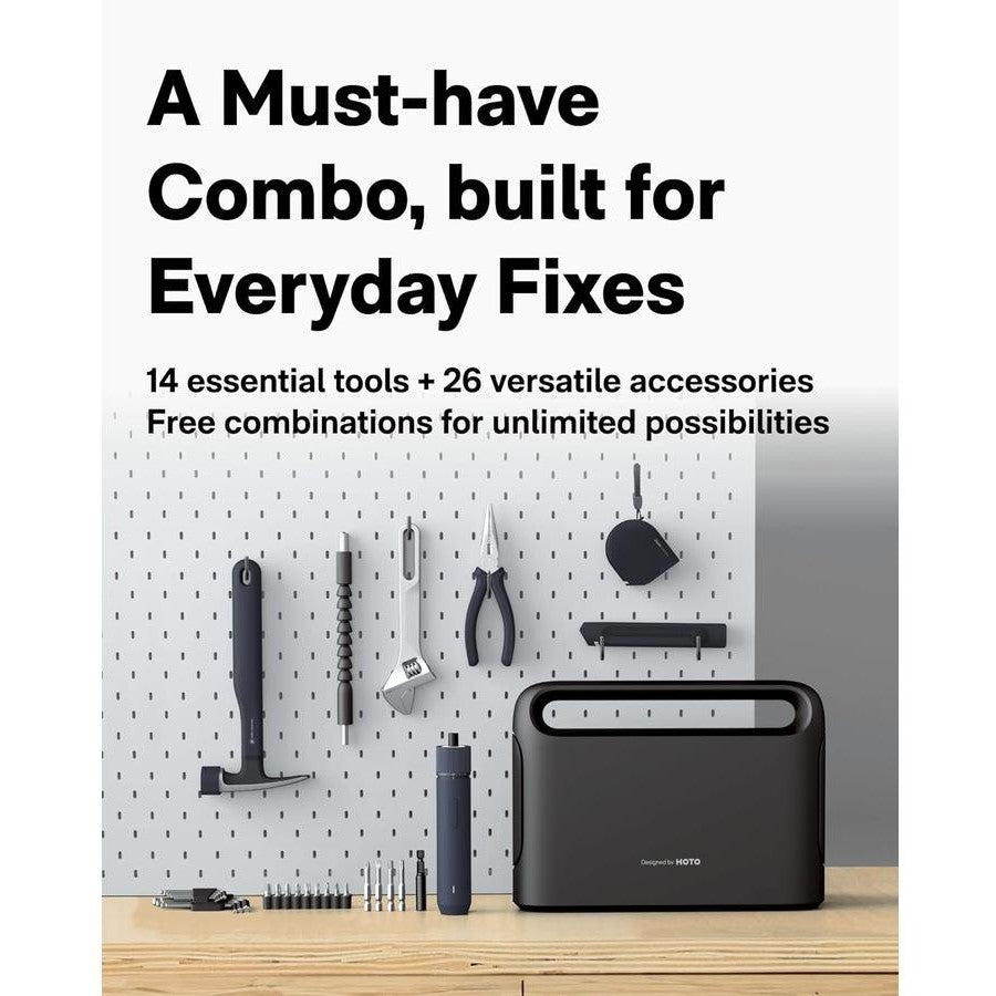 HOTO 40PC Household Tool Kit with Electric Screwdriver