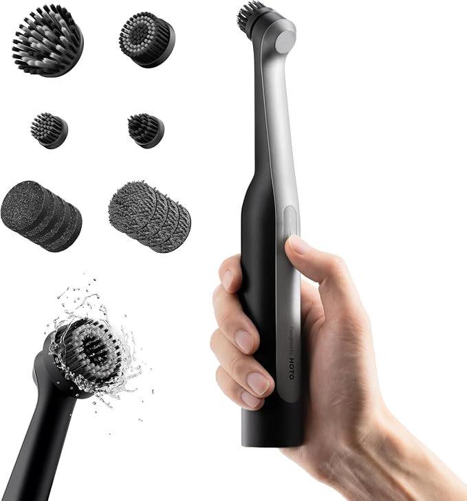 HOTO Wand Cordless Waterproof Spin Scrubber 12-Piece Kit