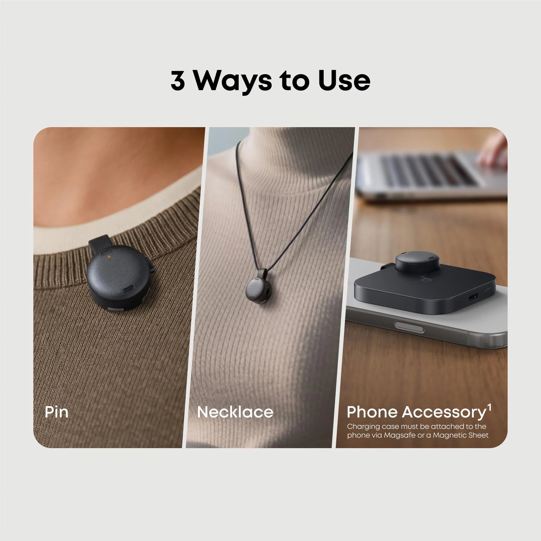 soundcore Work | AI Voice Recorder & Note Taker - Coin-sized AI Wearable